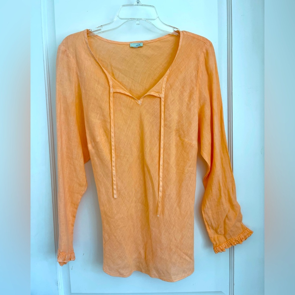 Odille peach colored linen summer top size M.